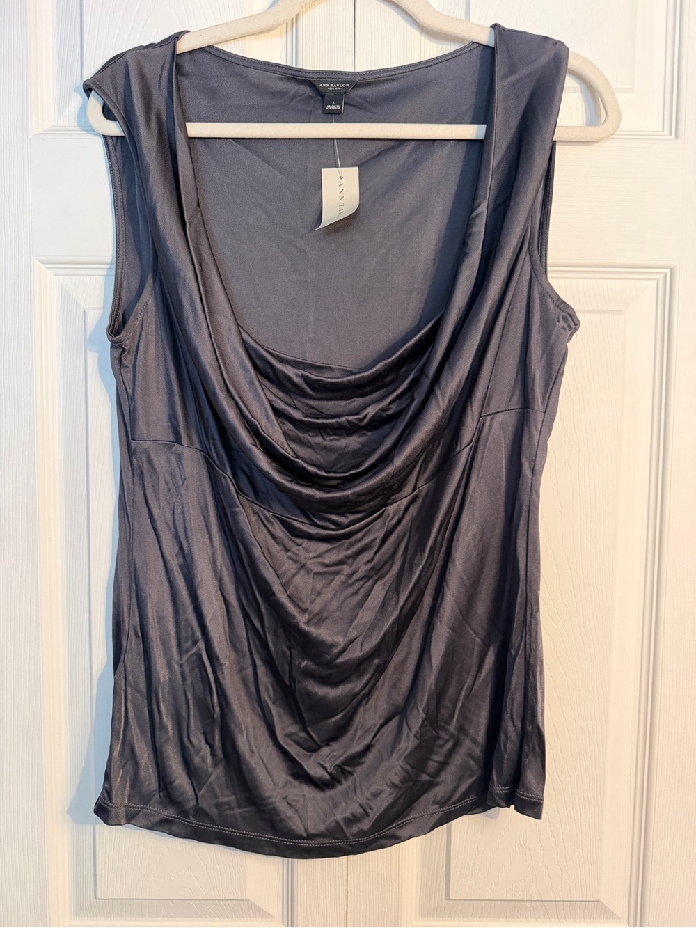 NWT Dark gray Ann Taylor cowl neck tank size large